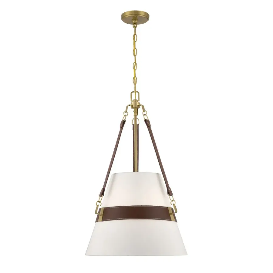 Corinth Three Light Pendant in Warm Brass - Image 1