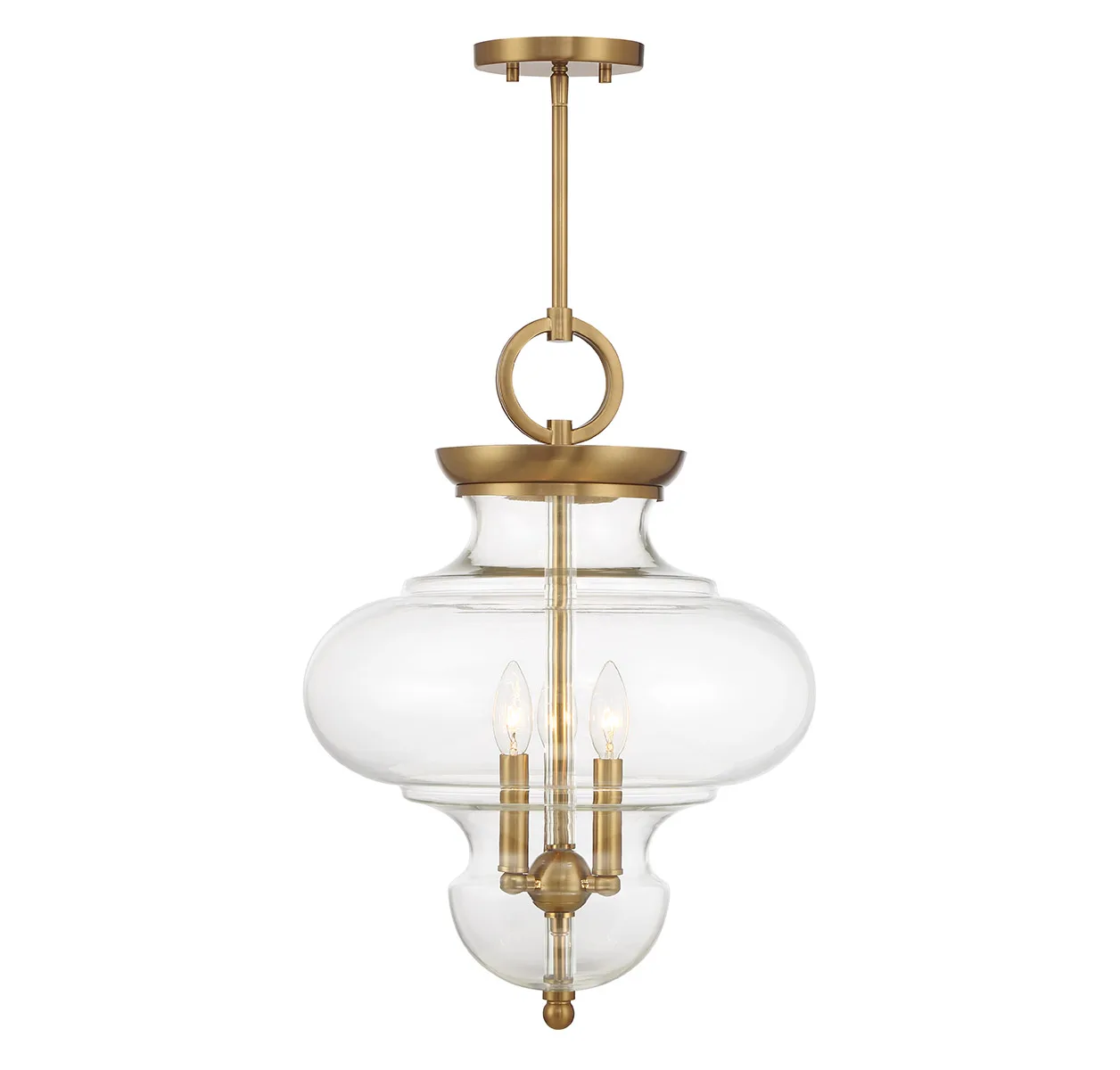 Bergdorf Three Light Pendant in Warm Brass