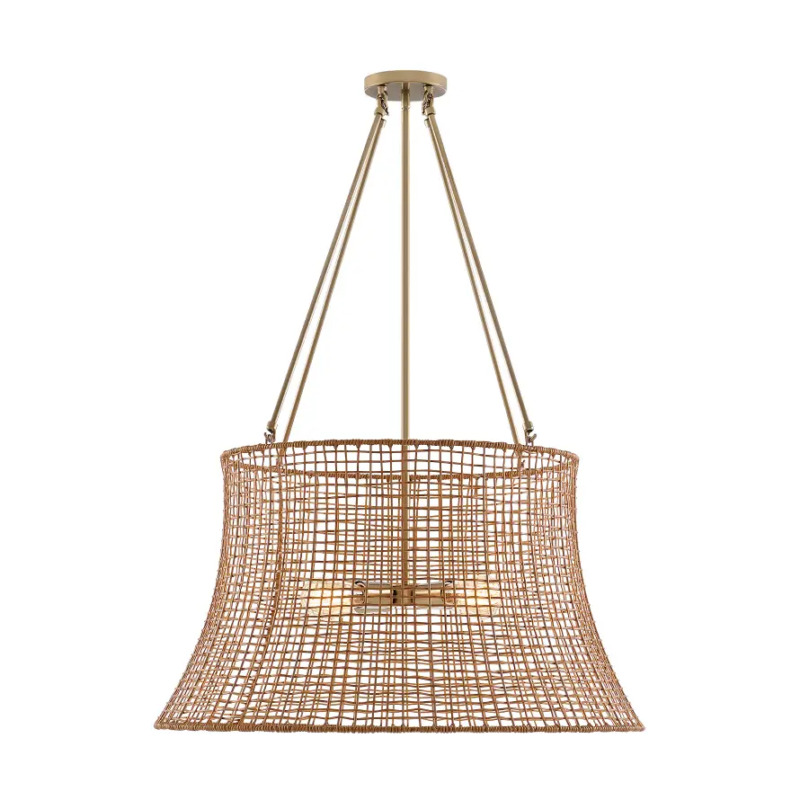 Longleaf Four Light Outdoor Chandelier in Burnished Brass - Image 1
