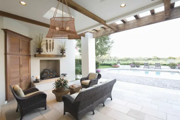 Longleaf Four Light Outdoor Chandelier in Burnished Brass - Image 7