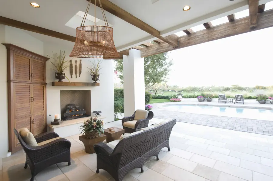 Longleaf Four Light Outdoor Chandelier in Burnished Brass - Image 7