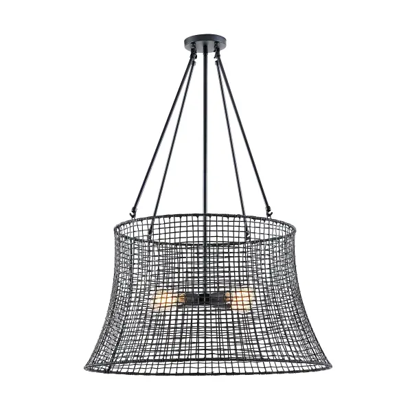 Longleaf 4-Light Outdoor Chandelier in Matte Black - Image 3