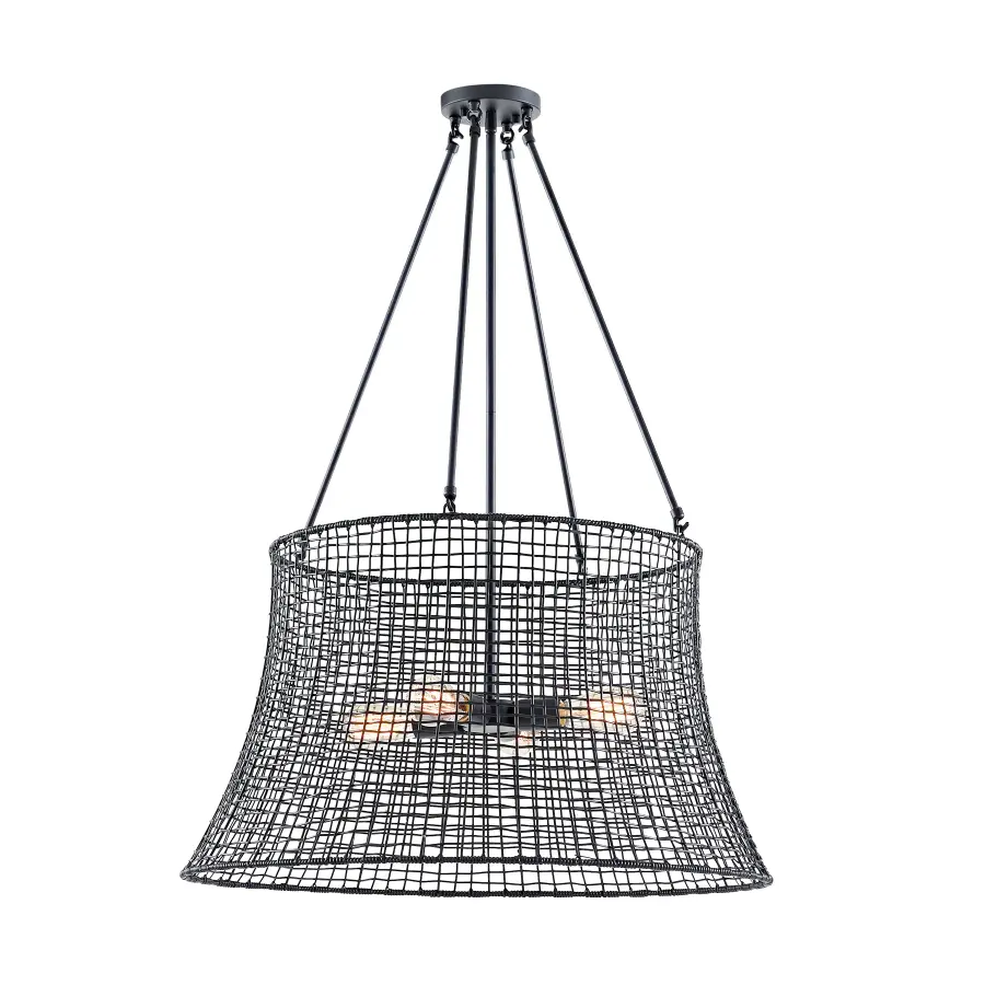 Longleaf 4-Light Outdoor Chandelier in Matte Black - Image 4