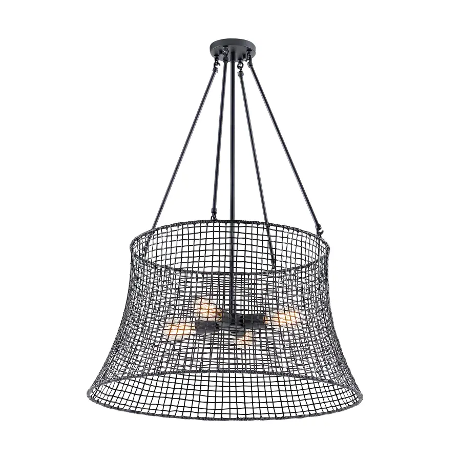 Longleaf 4-Light Outdoor Chandelier in Matte Black - Image 5