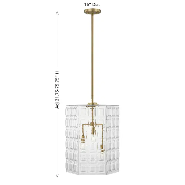 Reddick 3-Light Pendant in Warm Brass - Image 8