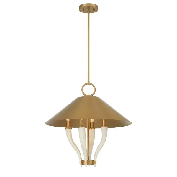 Hearne Four Light Pendant in Warm Brass - Image 1