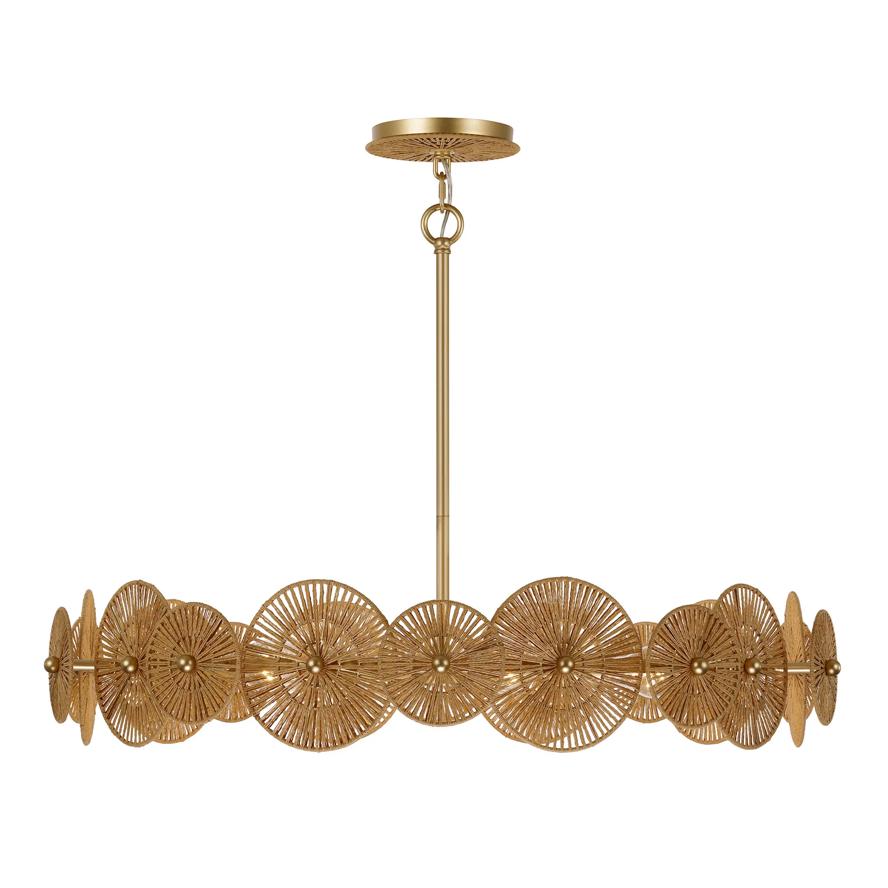 Abbott Five Light Pendant in Distressed Gold