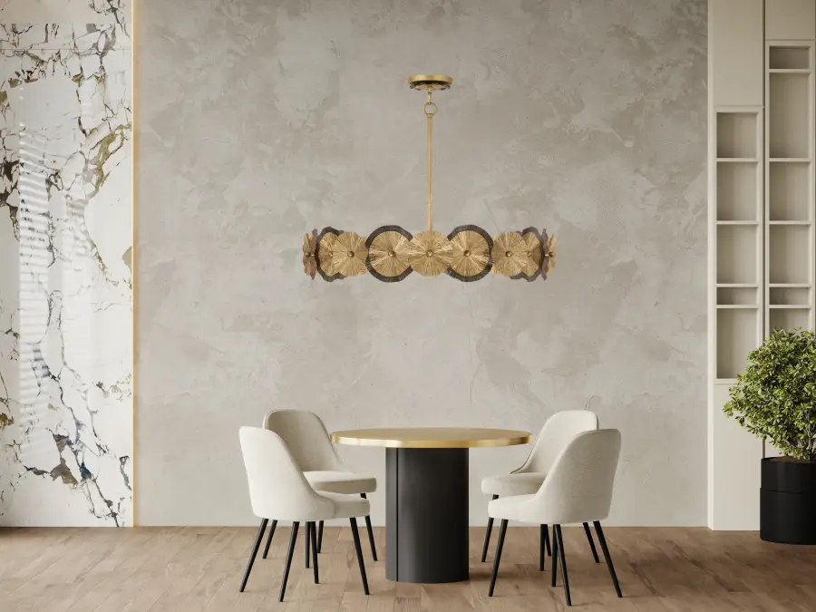 Lincoln 5-Light Pendant in Distressed Gold and Bronze by Breegan Jane - Image 8