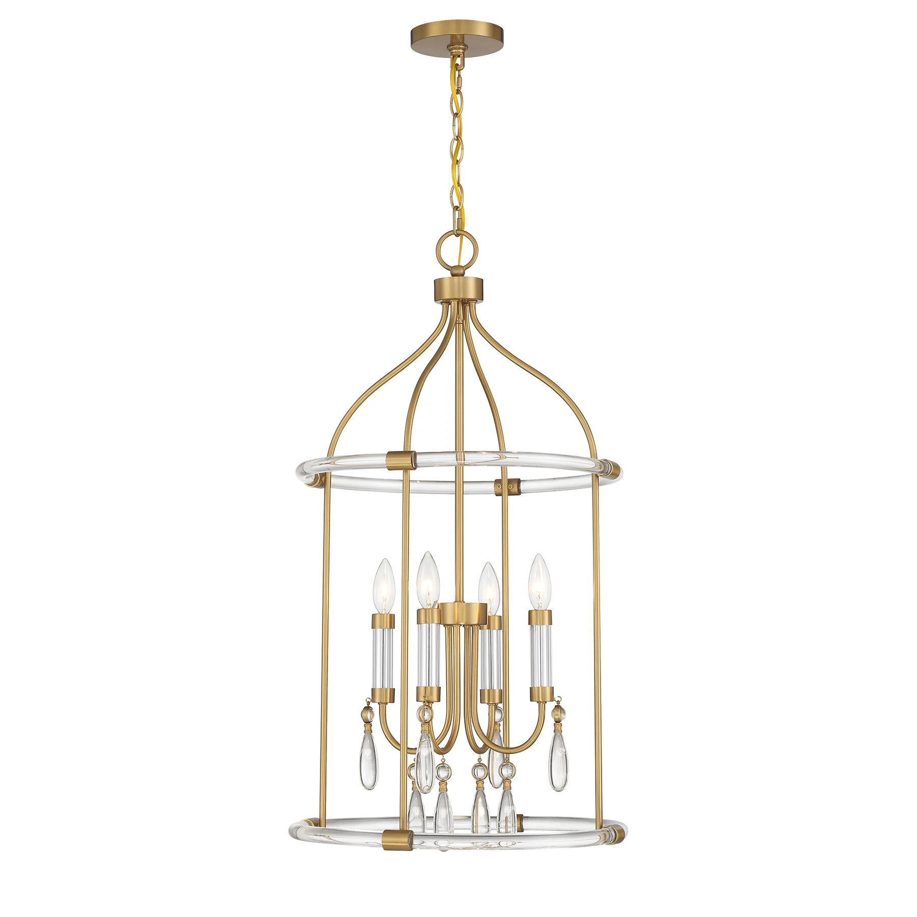 Mayfair Four Light Pendant in Warm Brass/Chrome