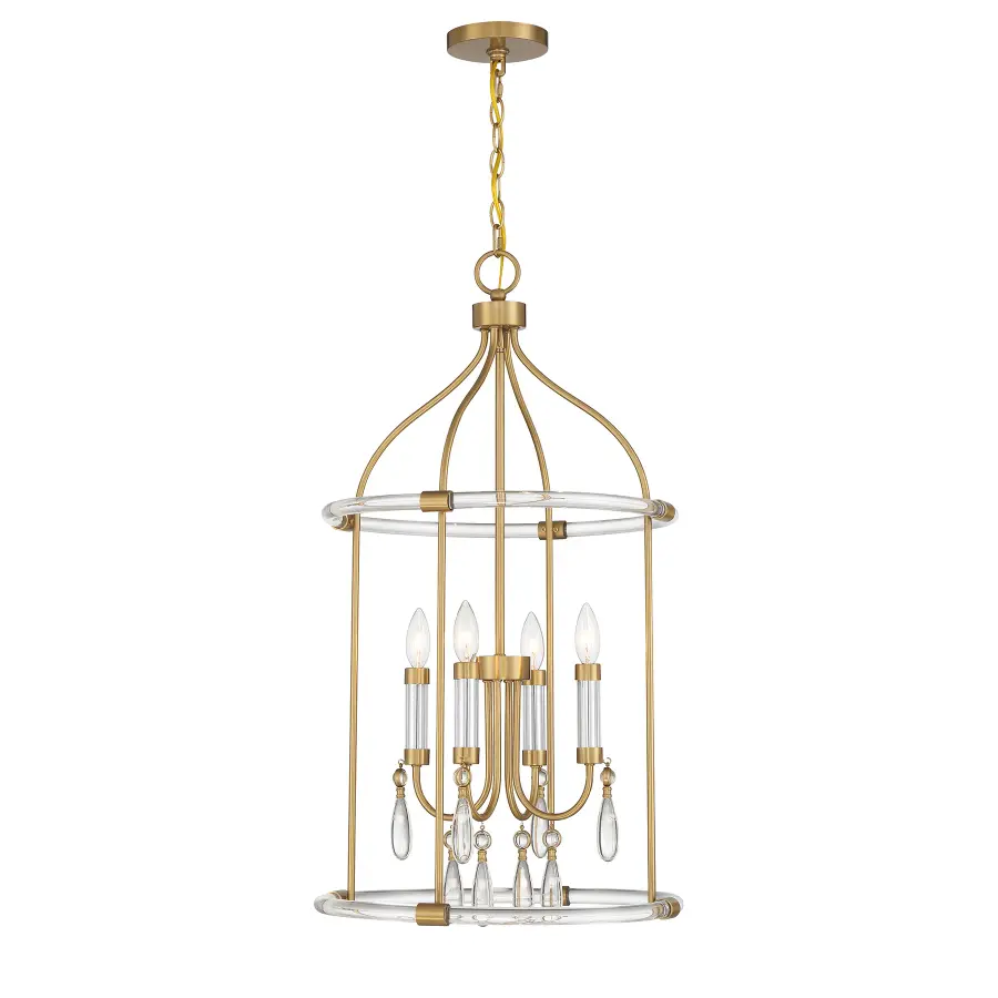 Mayfair 4-Light Pendant in Warm Brass and Chrome - Image 1
