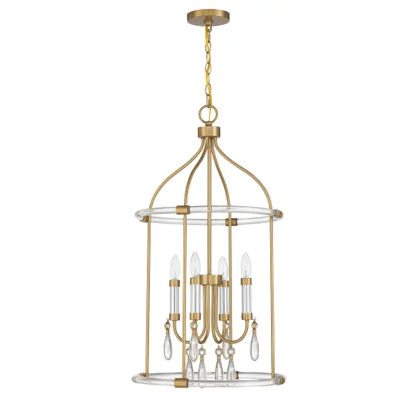 Mayfair 4-Light Pendant in Warm Brass and Chrome - alternate view