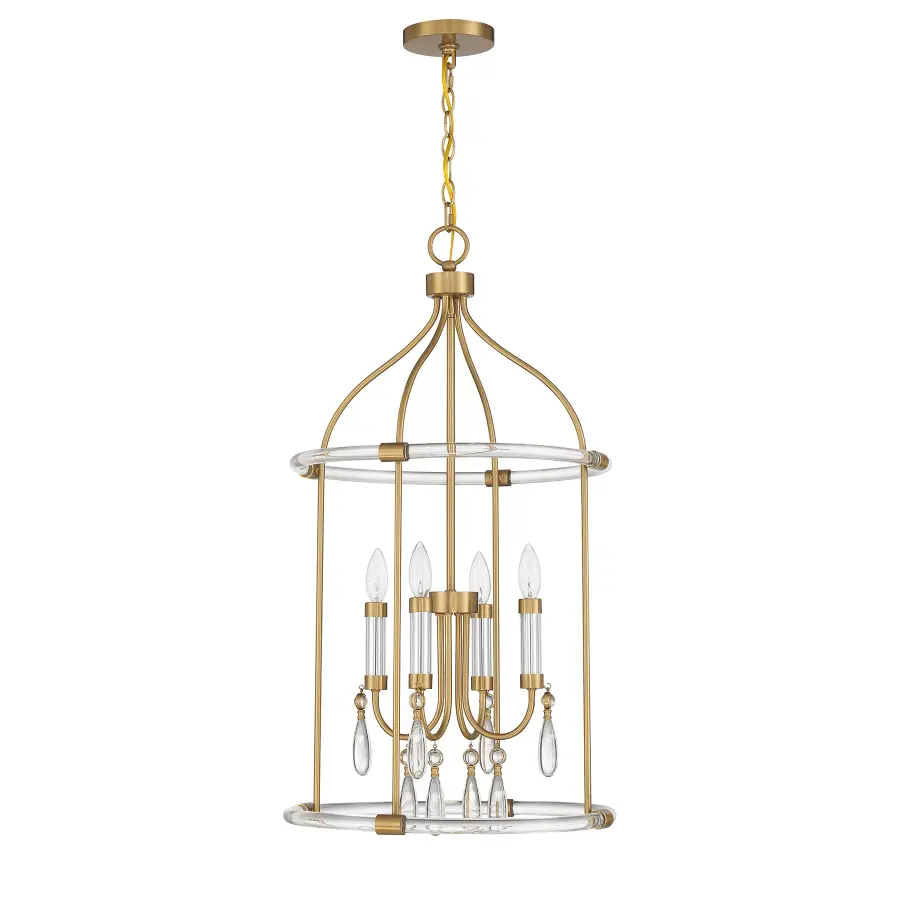 Mayfair 4-Light Pendant in Warm Brass and Chrome - Image 2