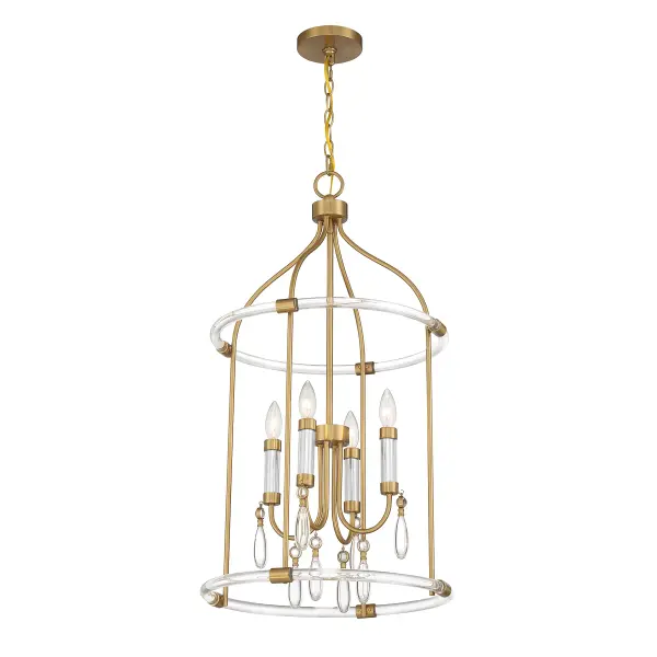 Mayfair 4-Light Pendant in Warm Brass and Chrome - Image 4