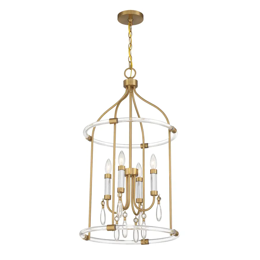 Mayfair 4-Light Pendant in Warm Brass and Chrome - Image 4