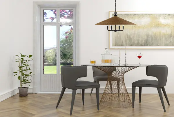 Eman 6-Light Pendant in Matte Black with Dark Rattan - Image 6