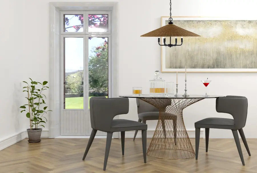 Eman 6-Light Pendant in Matte Black with Dark Rattan - Image 6