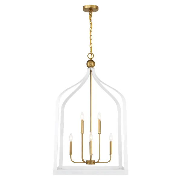 Sheffield Eight Light Pendant in White with Warm Brass - Image 5