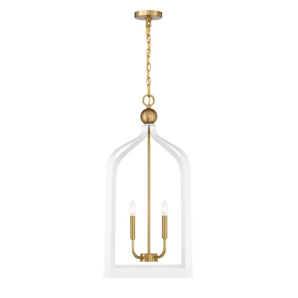 Sheffield Four Light Pendant in White with Warm Brass - Image 5