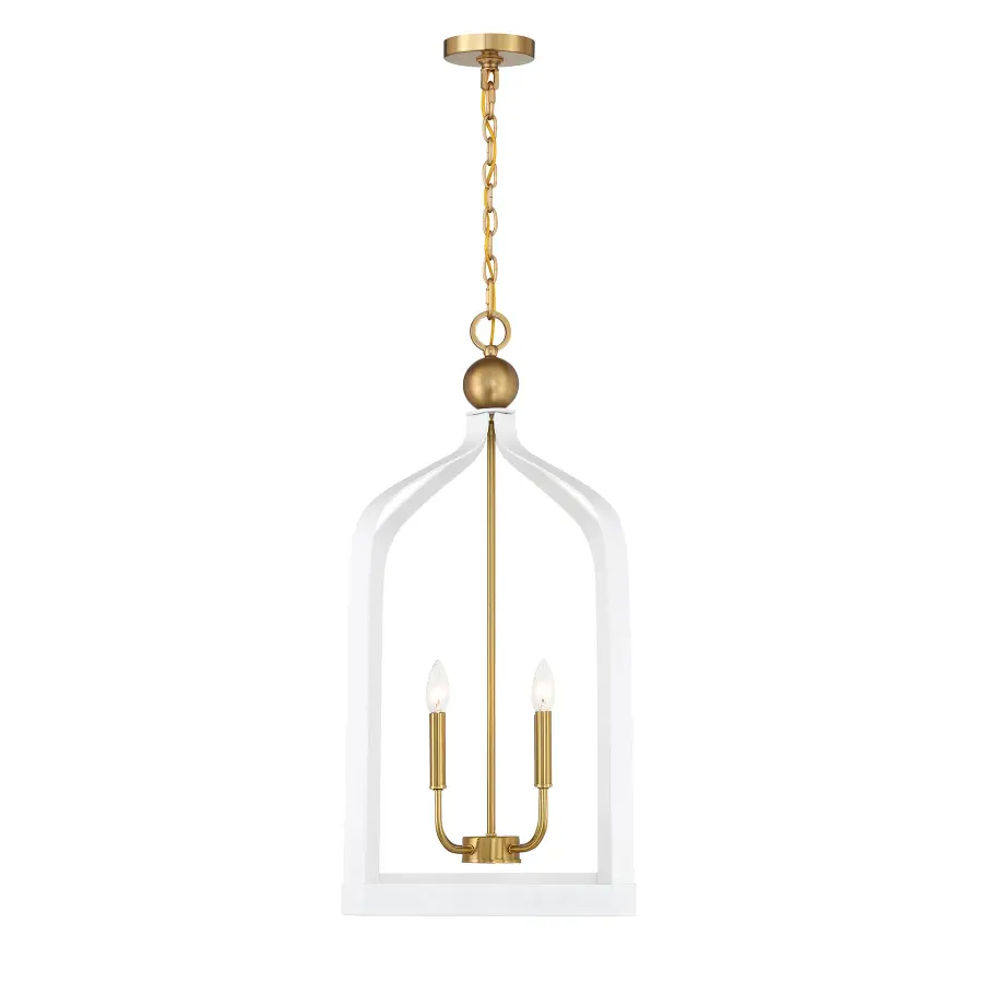 Sheffield Four Light Pendant in White with Warm Brass - Image 5
