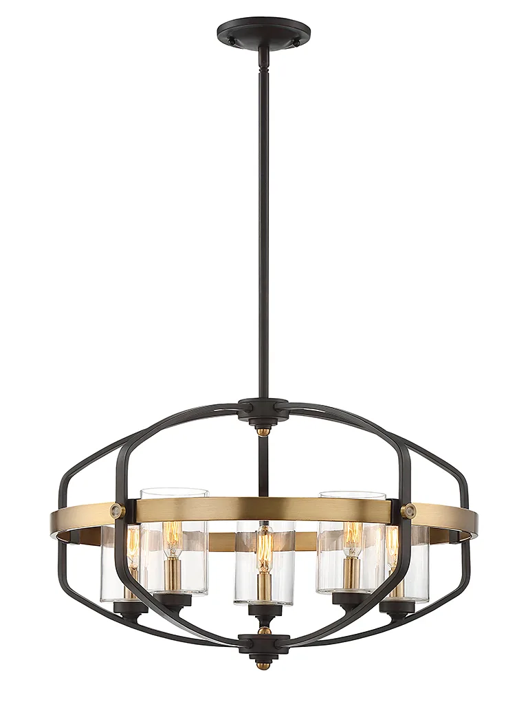 Kirkland Five Light Pendant in English Bronze/Warm Brass