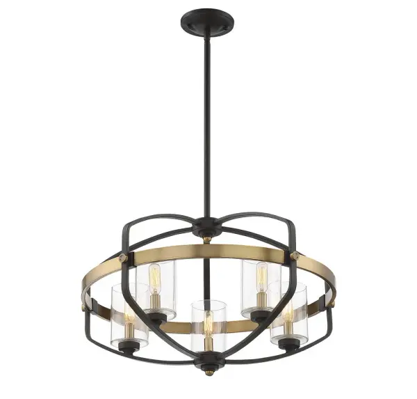 Kirkland 5-Light Pendant in English Bronze and Warm Brass - alternate view
