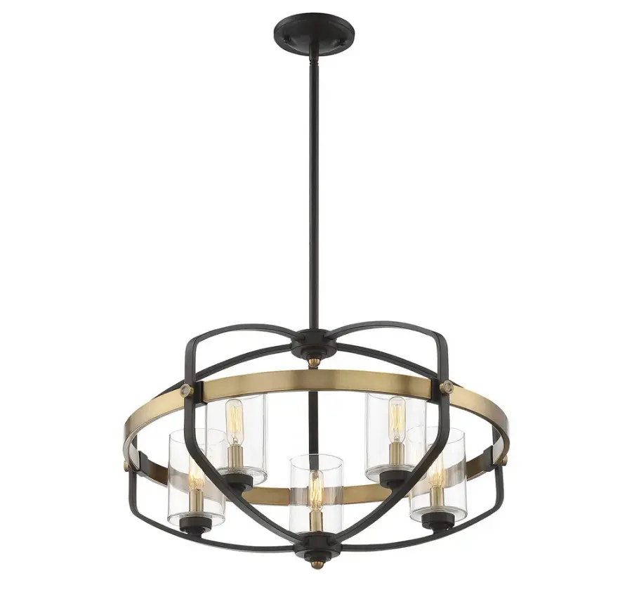 Kirkland 5-Light Pendant in English Bronze and Warm Brass - Image 2