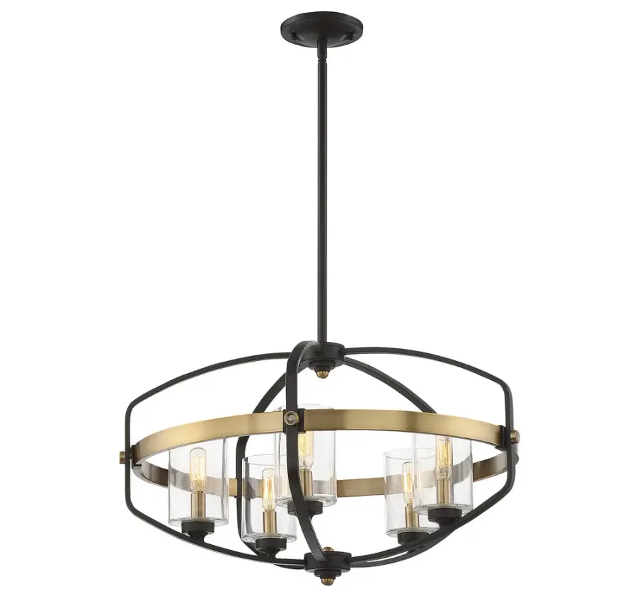 Kirkland 5-Light Pendant in English Bronze and Warm Brass - Image 3