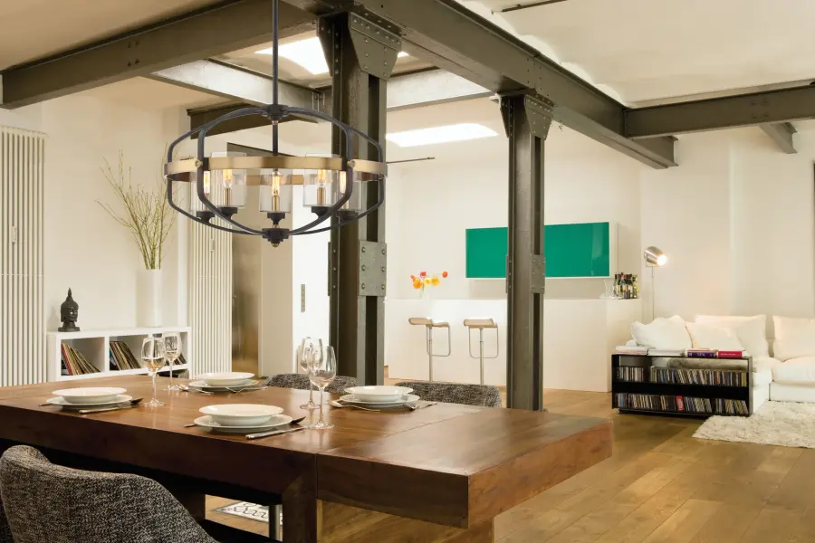 Kirkland 5-Light Pendant in English Bronze and Warm Brass - Image 4
