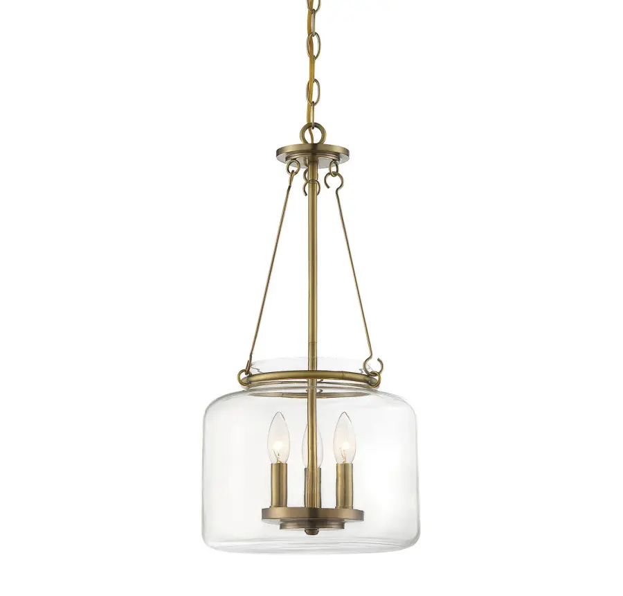 Akron Three Light Pendant in Warm Brass - Image 1