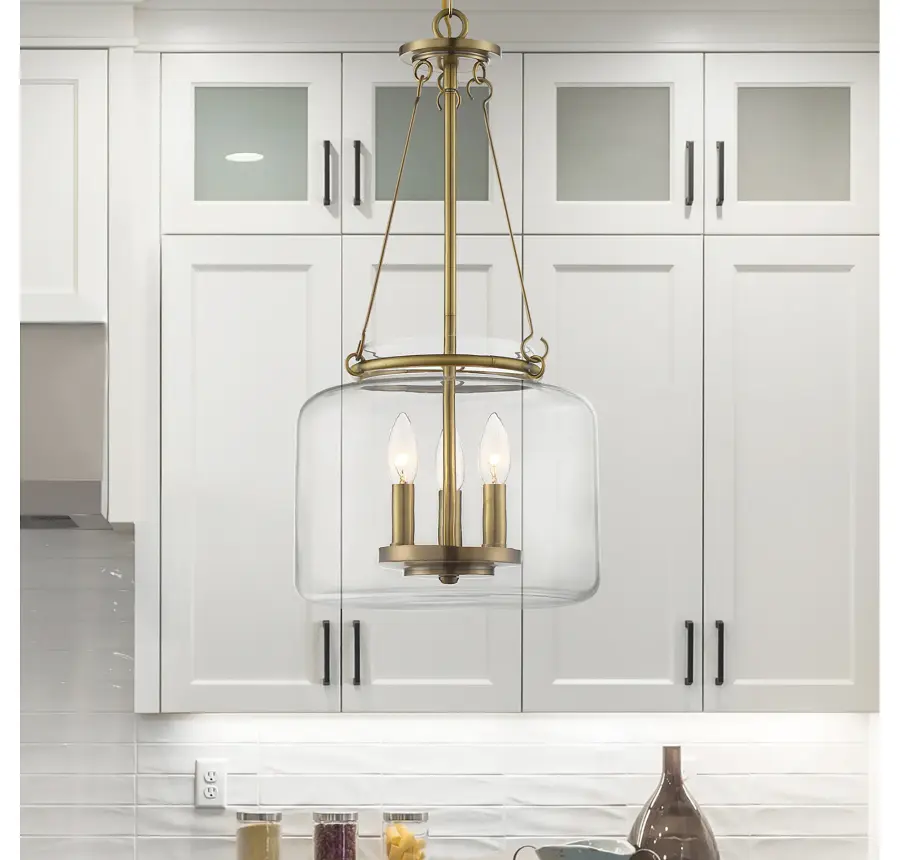 Akron Three Light Pendant in Warm Brass - Image 4
