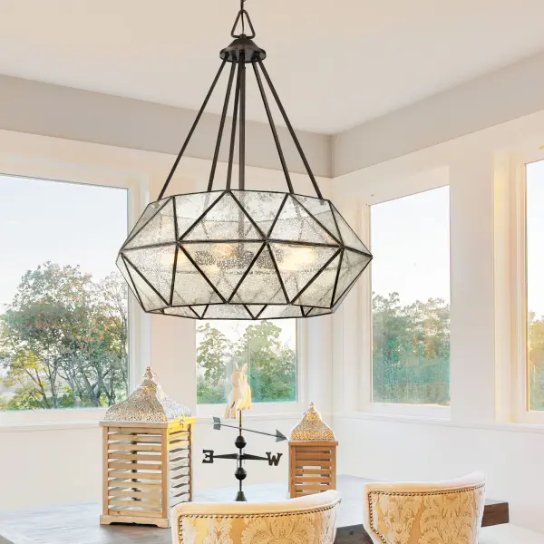Tartan 5-Light Pendant in Oiled Burnished Bronze - Image 4