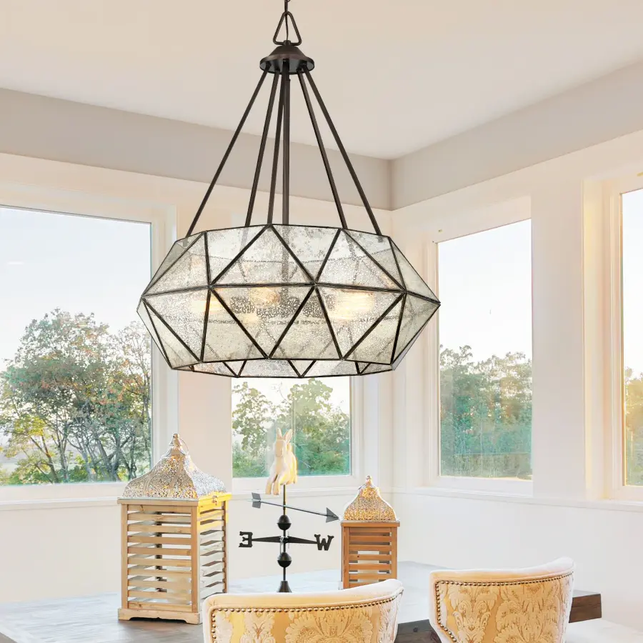 Tartan 5-Light Pendant in Oiled Burnished Bronze - Image 4