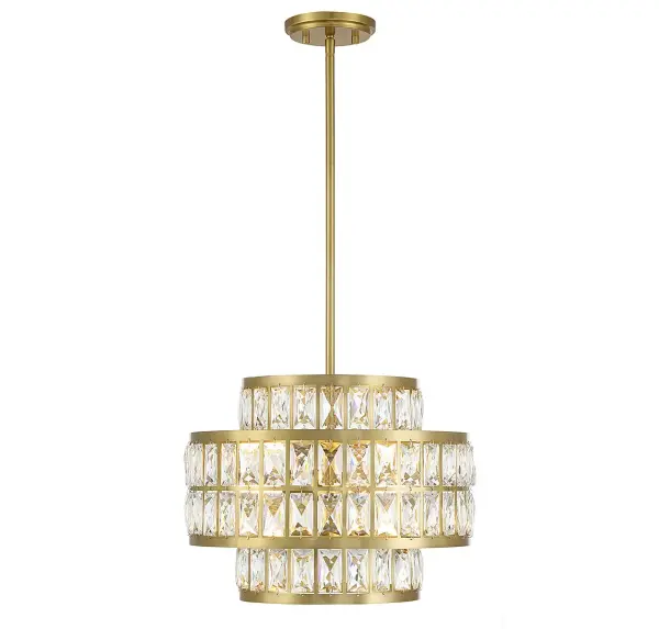 Renzo Three Light Pendant in Warm Brass - Image 1