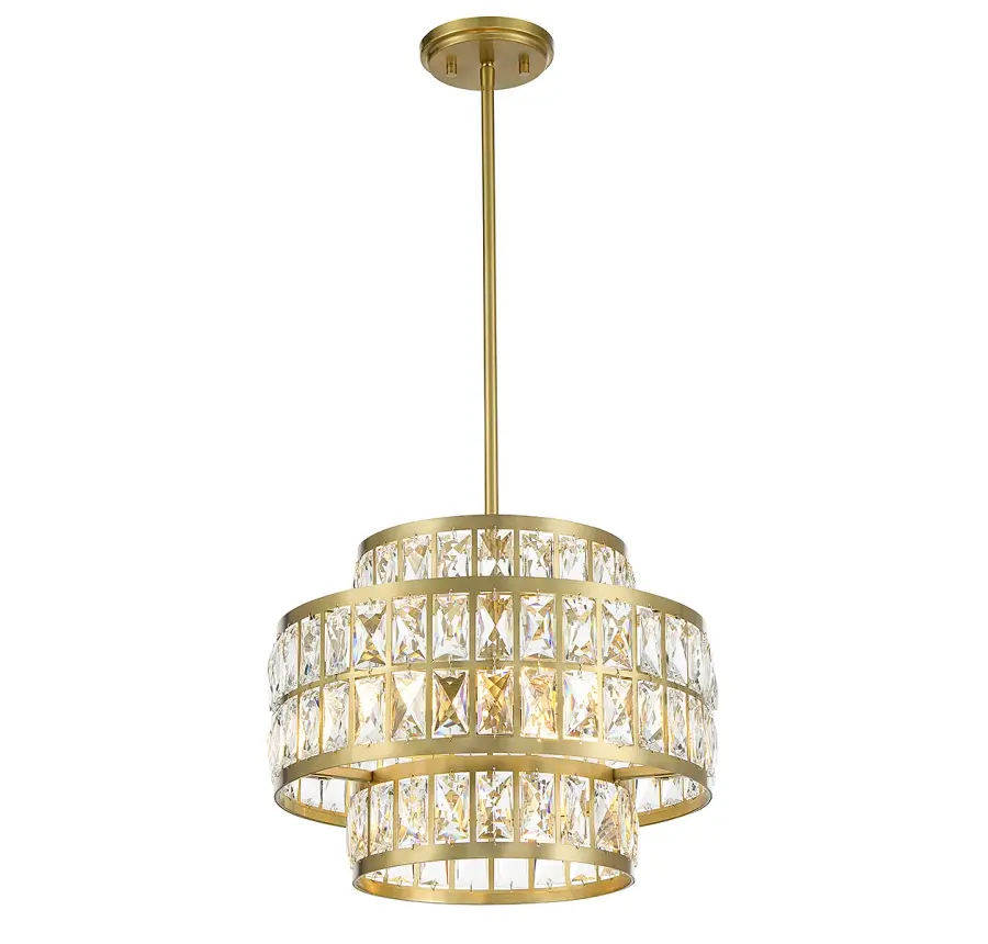 Renzo Three Light Pendant in Warm Brass - Image 3