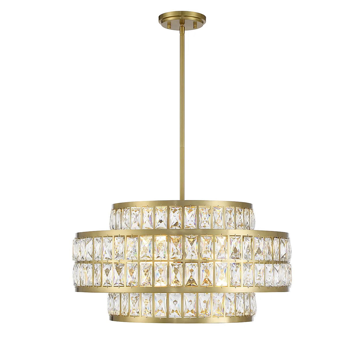 Renzo Four Light Pendant in Warm Brass