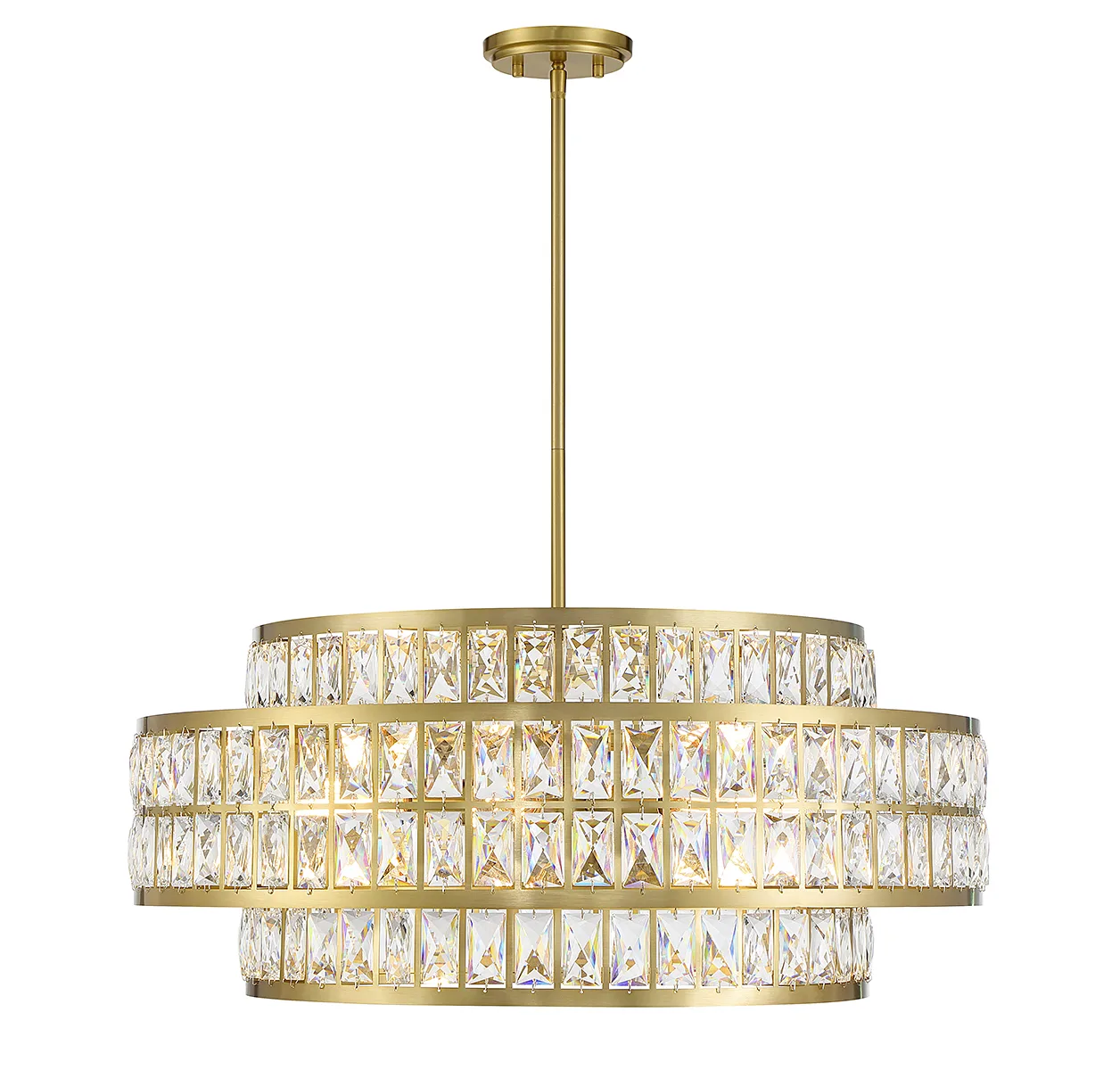 Renzo Six Light Pendant in Warm Brass