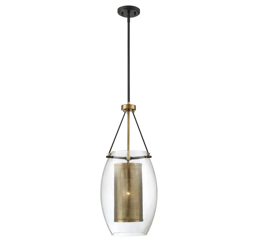 Dunbar 1-Light Pendant in Warm Brass with Bronze Accents - Image 1