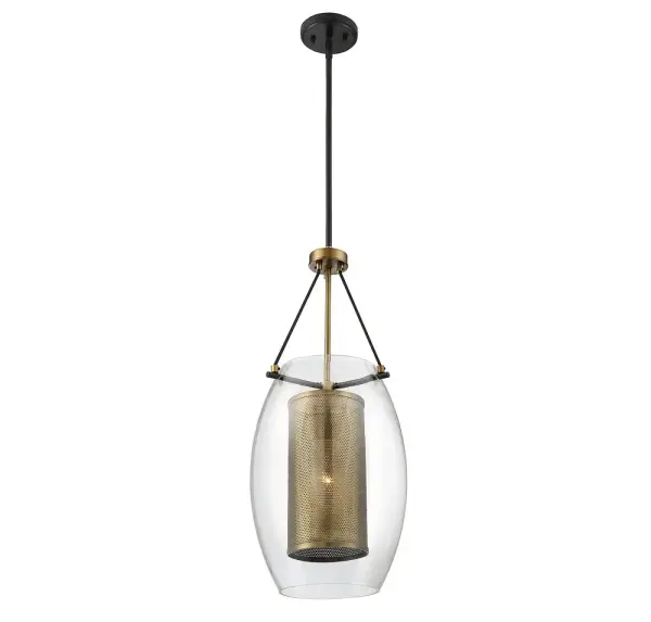 Dunbar 1-Light Pendant in Warm Brass with Bronze Accents - Image 2