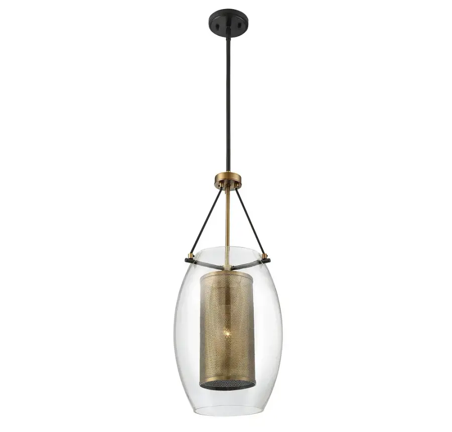 Dunbar 1-Light Pendant in Warm Brass with Bronze Accents - Image 2