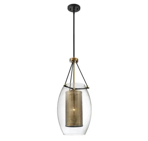 Dunbar 1-Light Pendant in Warm Brass with Bronze Accents - Image 3