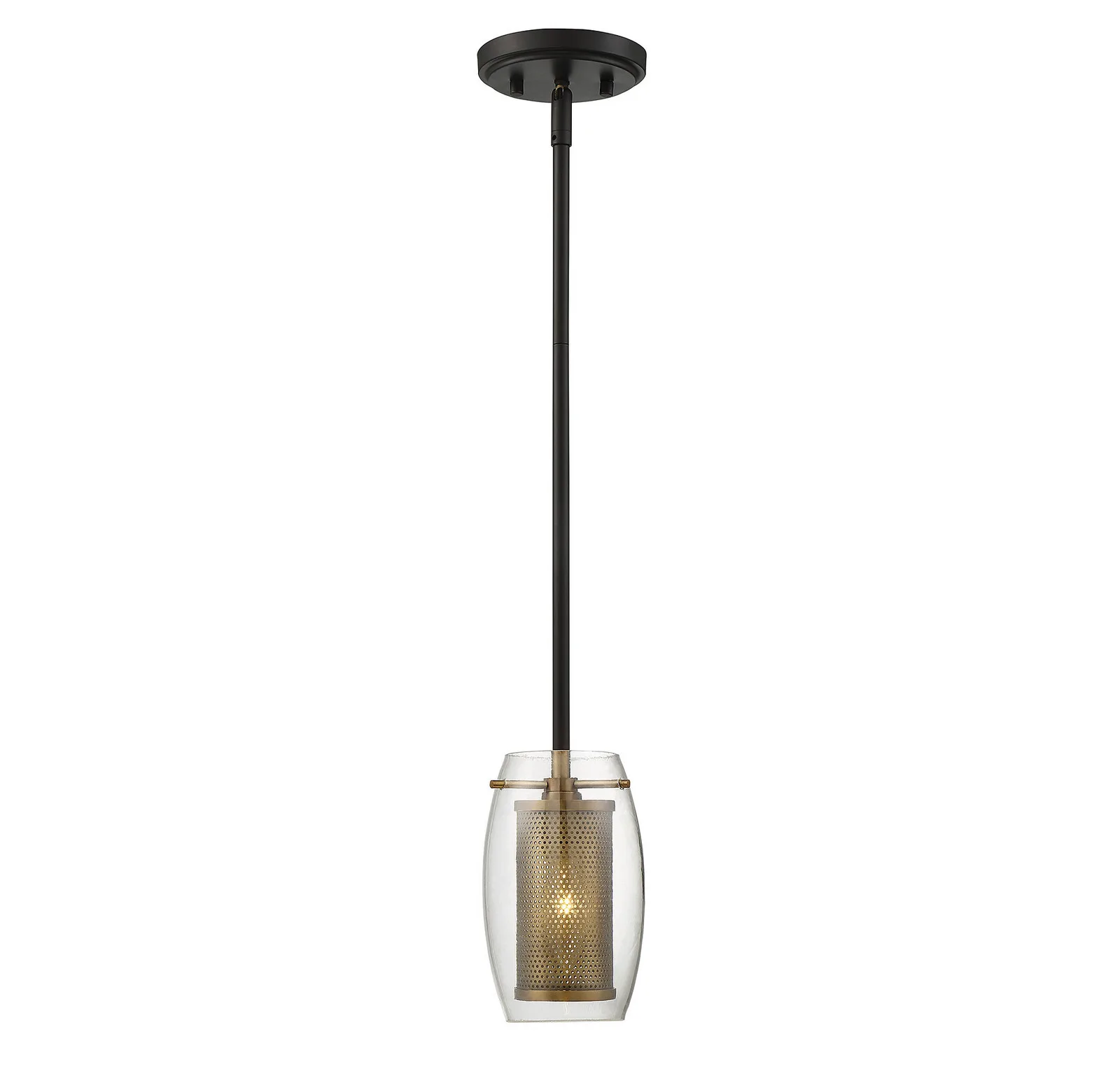 Dunbar One Light Mini Pendant in Warm Brass with Bronze