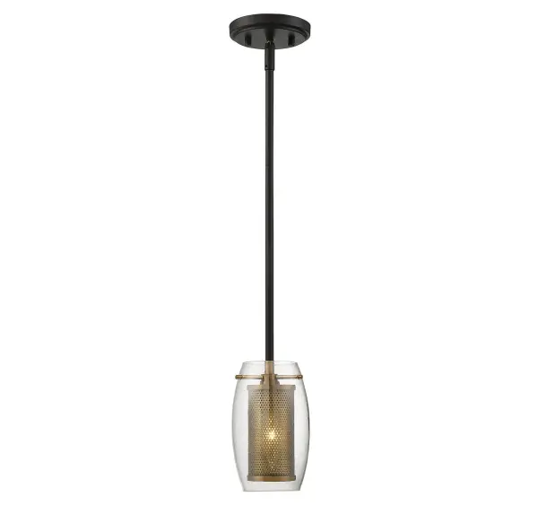 Dunbar 1-Light Mini-Pendant in Warm Brass with Bronze Accents - Image 1