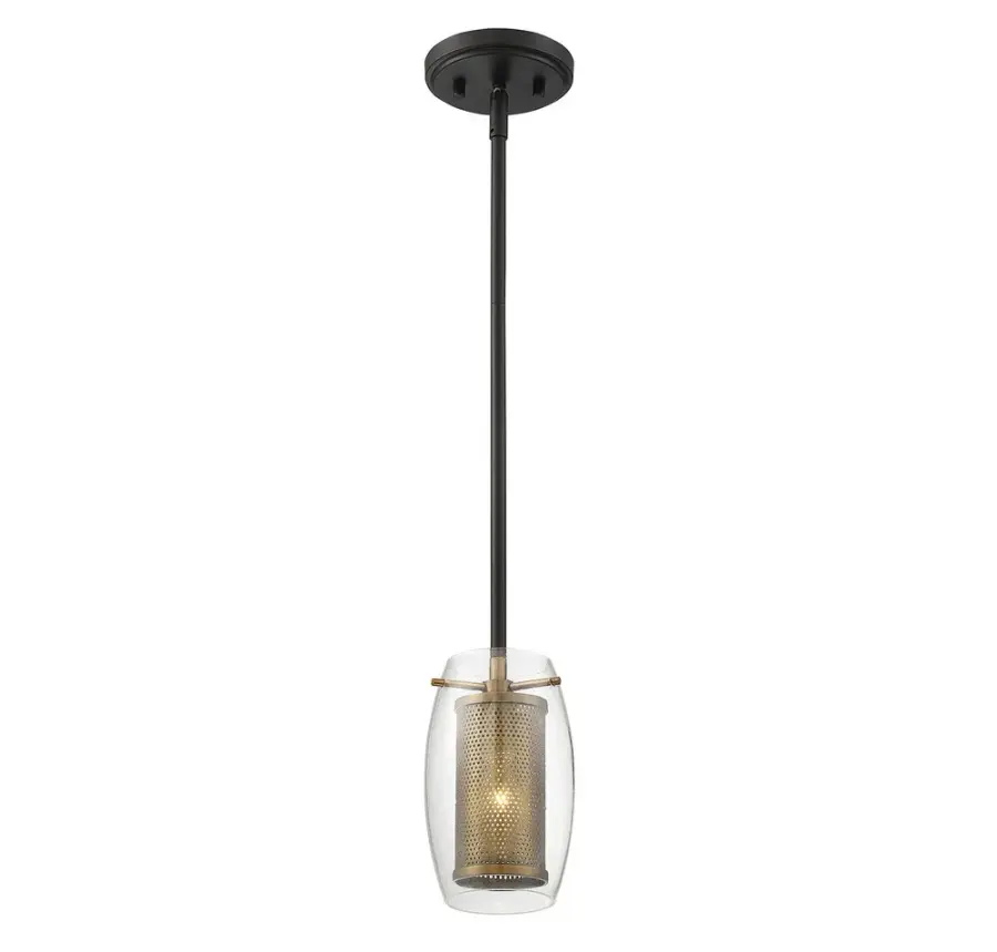Dunbar 1-Light Mini-Pendant in Warm Brass with Bronze Accents - Image 2