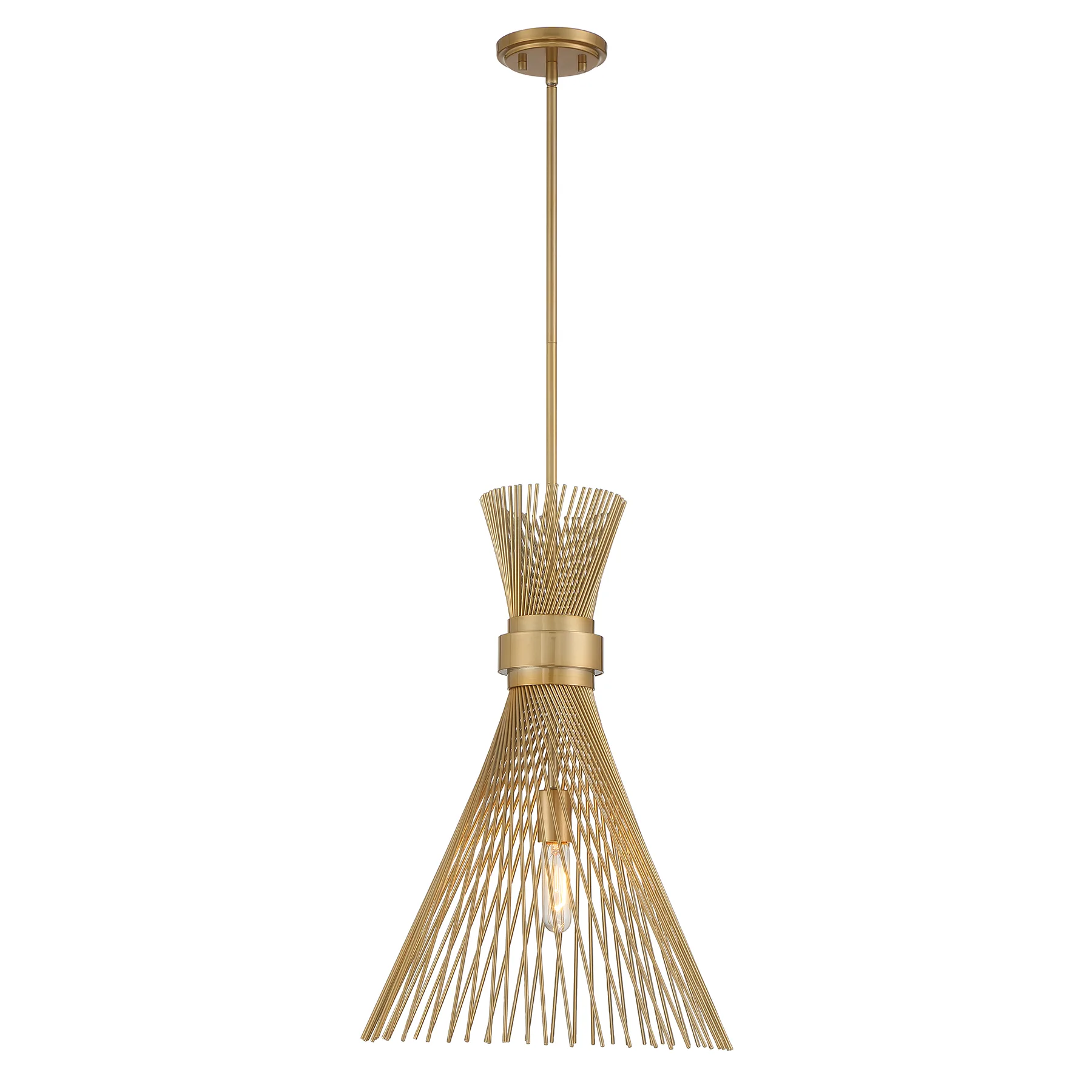 Longfellow One Light Pendant in Burnished Brass