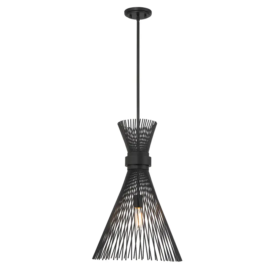 Longfellow 1-Light Pendant in Matte Black - Image 1
