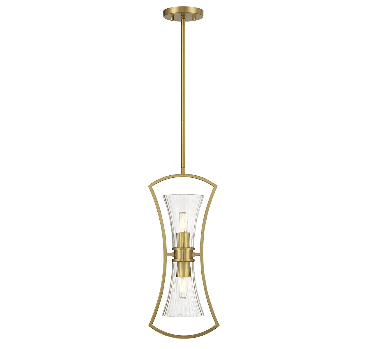 Bennington Two Light Pendant in Warm Brass