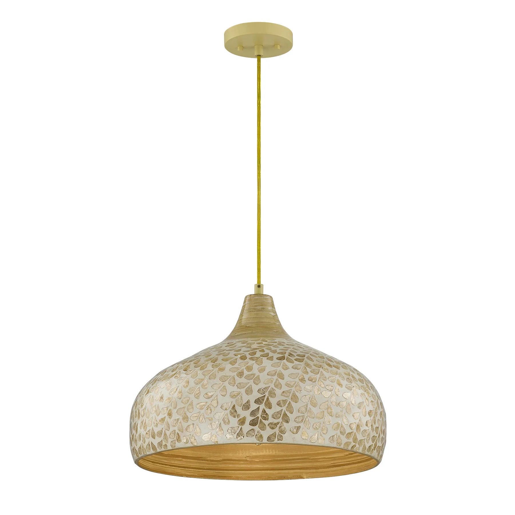 Kemp One Light Pendant in Ivory/Gold Shell