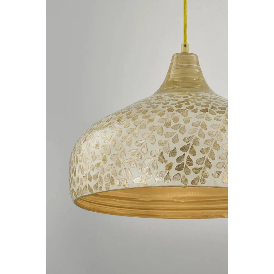 Kemp 1-Light Pendant in Ivory and Gold Shell - Image 6
