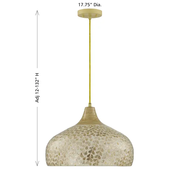 Kemp 1-Light Pendant in Ivory and Gold Shell - Image 7