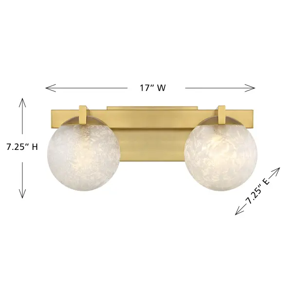Darien 2-Light Bathroom Vanity Light in Warm Brass - Image 6